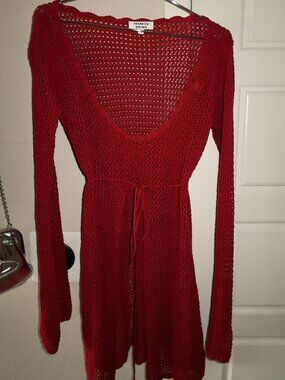 Frankie's Bikini Collette Crochet Tunic - Ruby